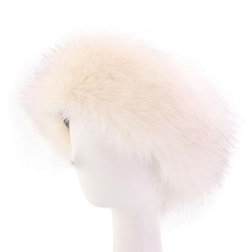 Altsuceser Weiches Kunstfell Stirnband Flauschig Winter Stirnband Ohrenwärmer, Flauschige Ohrenwärmer Kaltes Wetter Ear Muff Headwrap Beige von Altsuceser