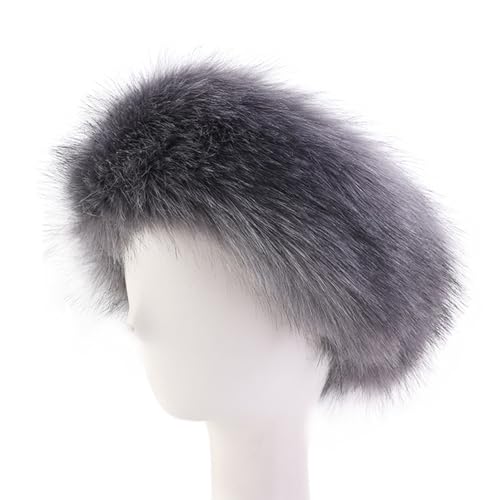 Altsuceser Weiches Kunstfell Stirnband Flauschig Winter Stirnband Ohrenwärmer, Flauschige Ohrenwärmer Kaltes Wetter Ohrenschützer Headwrap Grau von Altsuceser