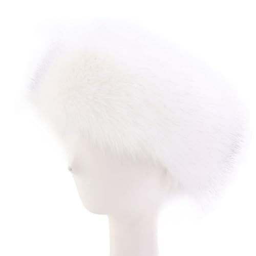 Altsuceser Weiches Kunstfell Stirnband Flauschig Winter Stirnband Ohrenwärmer, Flauschige Ohrenwärmer Kaltes Wetter Ohrenschützer Headwrap Weiß von Altsuceser