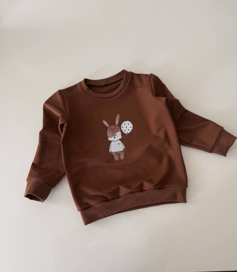Handgemachter Oversize Pullover Für Kinder & Babys - Aus Baumwoll-French Terry in Braun Mit Süßem Hasen-Motiv/ Geschenk Idee von AltuHandmade