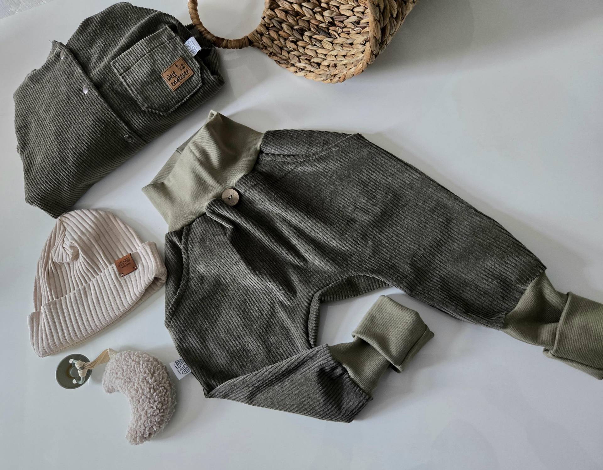 Organic Baumwollcord Curdoroy Knickerbocker Hose Neutral Waldgrün Khaki Handmade Herbst Winter Jungs Mädchen Haremhose von AltuHandmade