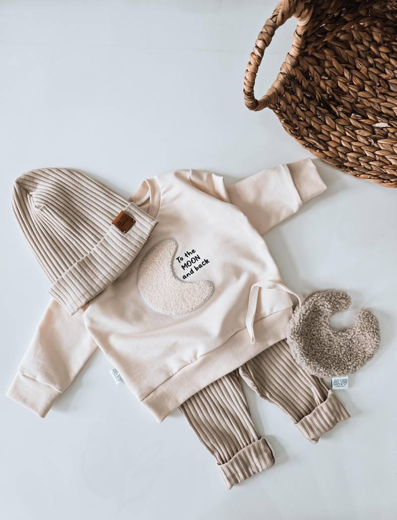 Pullover To The Moon & Back Baby Jungen Mädchen Sweater Mit Mond Patch Organic Geschenk von AltuHandmade