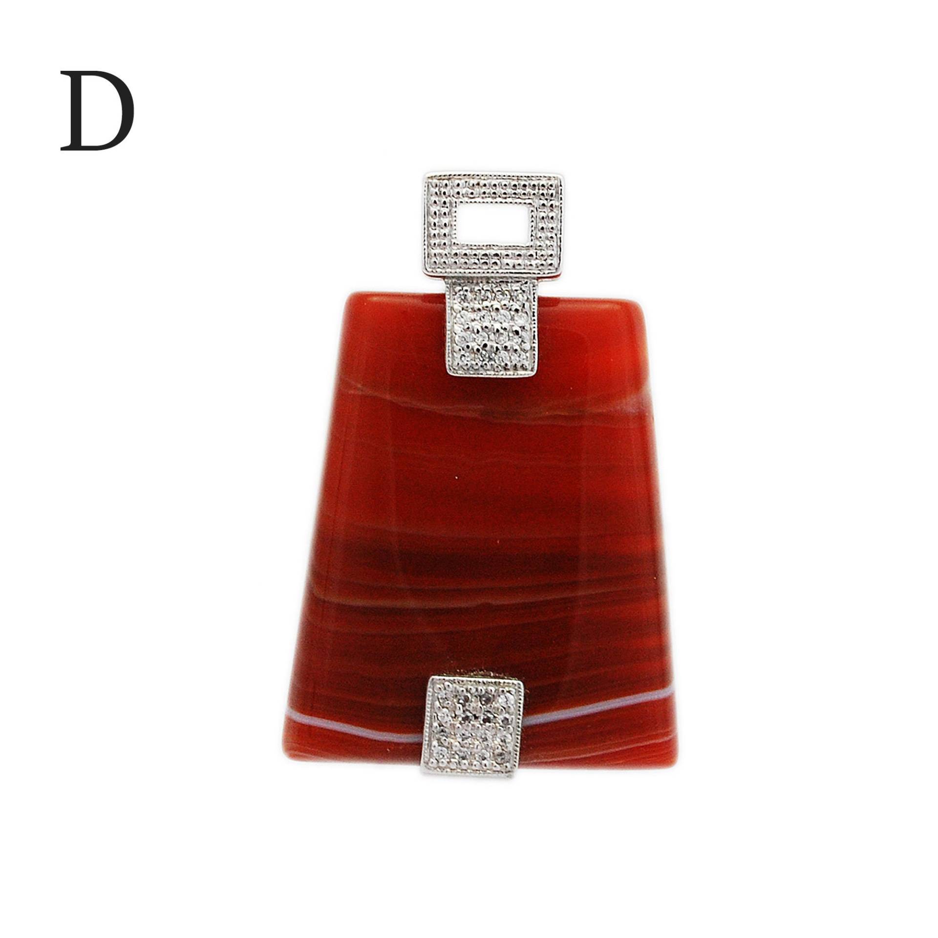 Achat/Roter Naturstein Weißer Zirkonia 925 Sterlingsilber Anhänger Silber Halskette Geschenk Für Sie Cp5358 von AltumJewelry