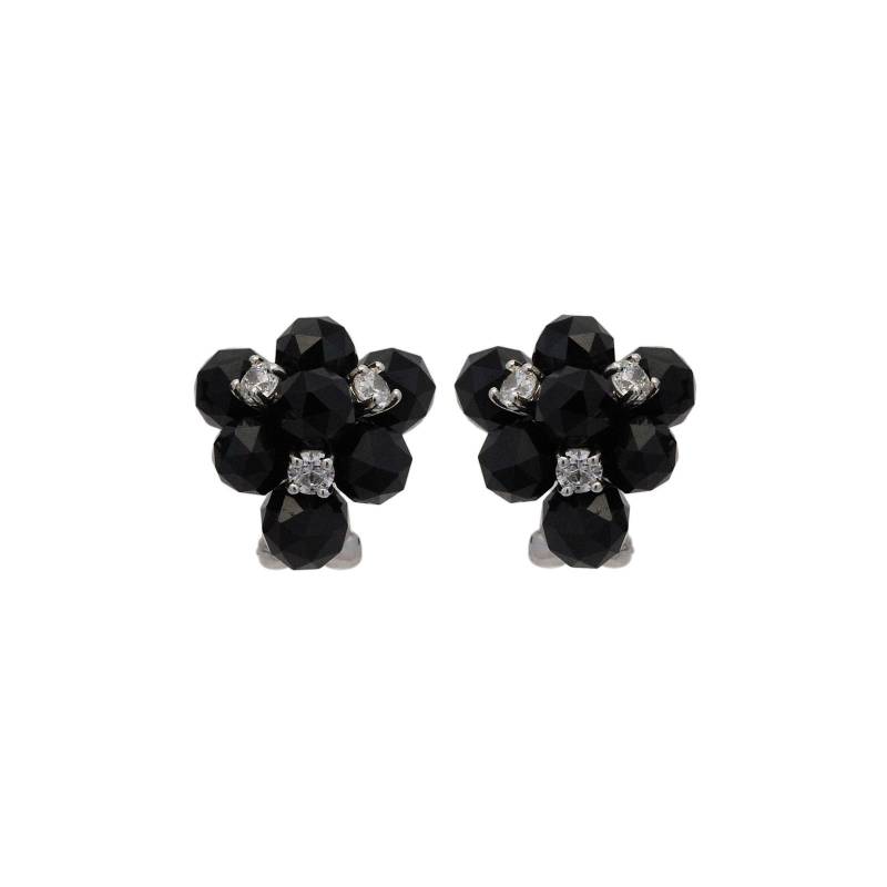 Black Onyx/Mirror Ball Cut/White Cubic Zirconia/925 Sterling Silver Earrings/French Clip Omega/Earrings/Bridal Earrings/Gift Für Her/Onyxe-7 von AltumJewelry
