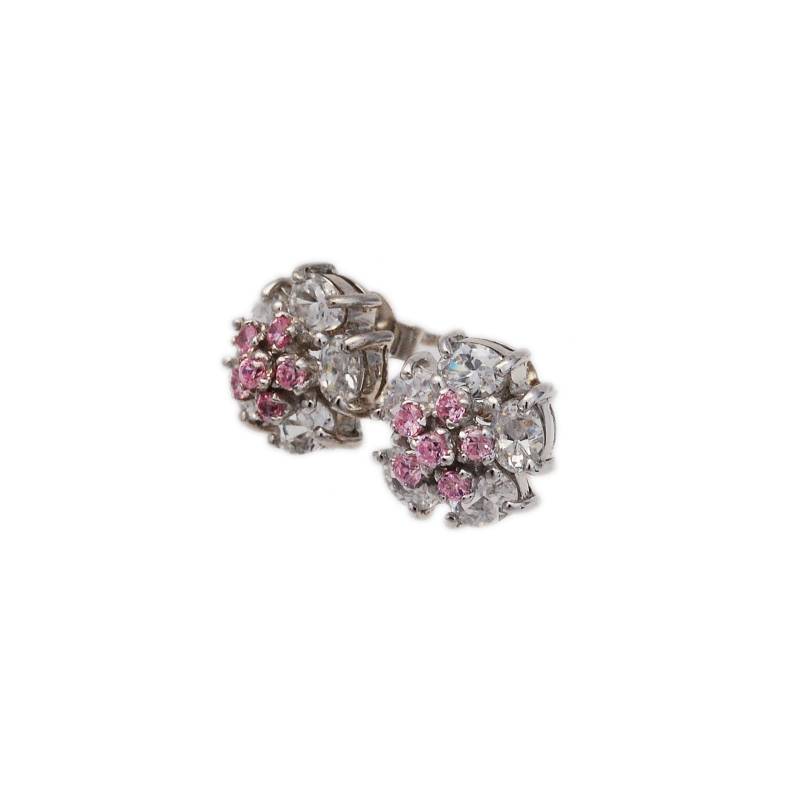 Blumenform/Floral Pink & Weiß Cubic Zirconia 925 Sterlingsilber Ohrstecker Durchbohrt Silberne Braut Ohrringe Geschenk Für Sie Ep-871Wp von AltumJewelry