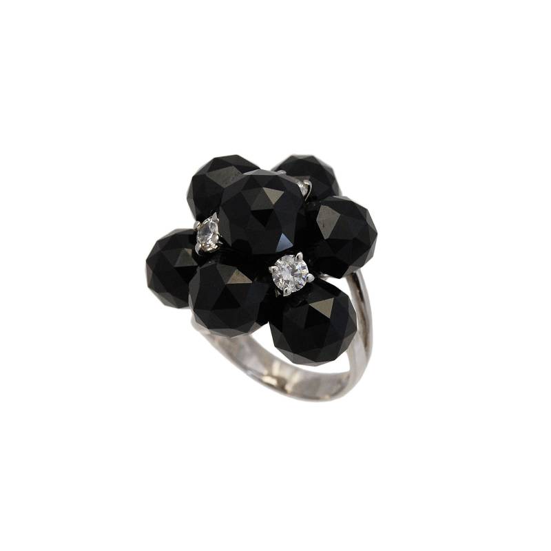 Natürlicher Onyx/Silber Onyx Ring/925 Sterling Silber Ring/Rhodiniert/Schwarzer Onyx/Zirkonia/Spiegelkugel Schliff/Frauen/Onyx-R8 von AltumJewelry