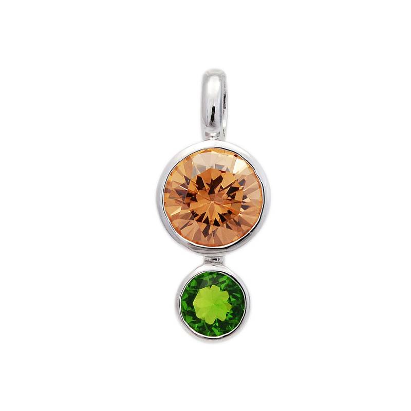 Peridot/Citrine/Grüne & Gelbe Zirkonia/Brillantschliff/925 Sterling Silber Anhänger/Charme/Silber Braut Charme/Geschenk Für Sie/P-5897 von AltumJewelry
