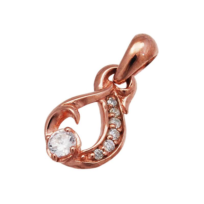 Rebe/Weißer Stein 925 Sterlingsilber Anhänger Rose Vergoldet Rosa Zirkonia Silber Charme Charm Js-016Rg von AltumJewelry