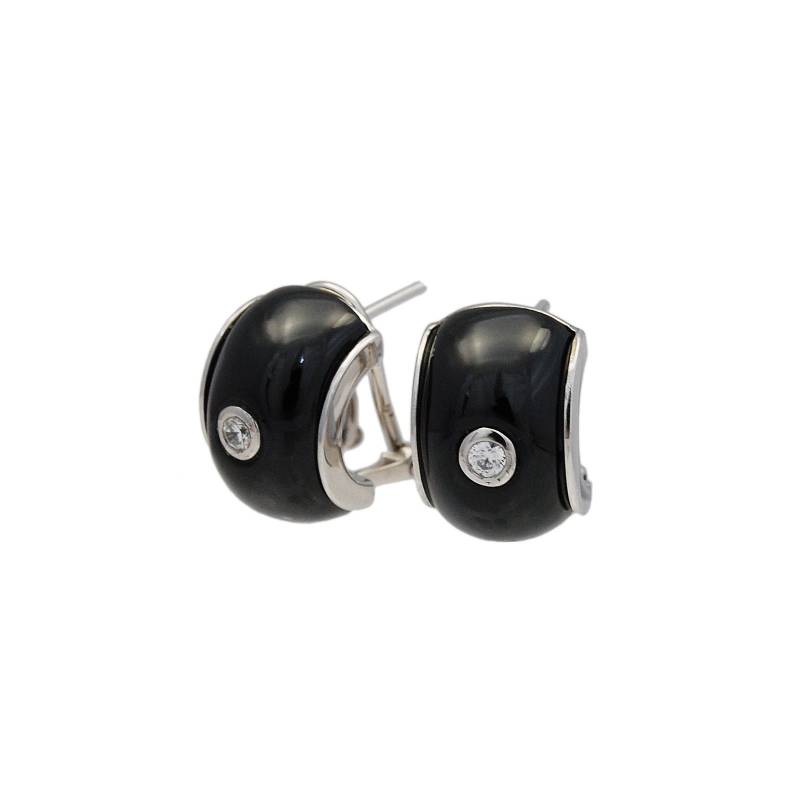Schwarz Onyx/Weiß Zirkonia/925 Sterling Silber Ohrringe/Französisch Clip Omega/Silber Ohrringe/Braut Ohrringe/Geschenk Für Sie/Onyxe-5 von AltumJewelry