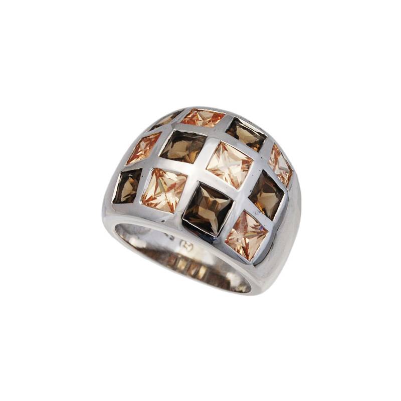 Silberring/925Er Silberring/Zitrin/Rauchquarz/Zirkonia/Ring Für Sie/Geschenk Sie/Silberring/Damen/R-1344Ct/Sq von AltumJewelry