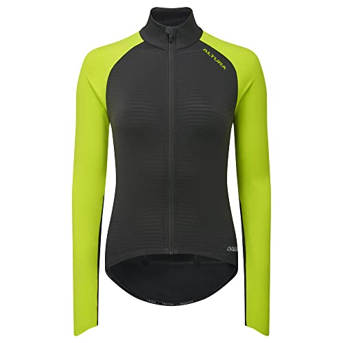 Altura Damen Icon Langarm Winddicht Reflektierendes Thermo-Radtrikot – Limettengrün / Carbon – 16 von Altura