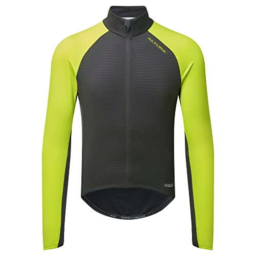 Altura Icon Herren Thermo-Radtrikot, langärmelig, winddicht, reflektierend, Limettengrün / Carbon – Größe M von Altura