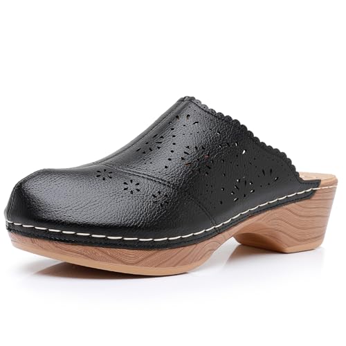 Altxic Damen-Clogs mit Cut-Out-Vamp und bequemem Slipper, offener Rücken, Schwarz, 9.5-10 von Altxic