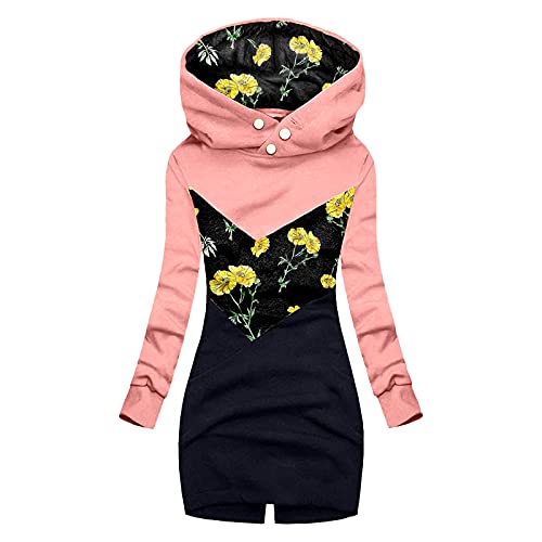 Alueeu Damen Hoodie Pullover Pulli Kleid Kapuzenpulli PulloverKleid HoodyKleid Sweaterkleid Longpullover mit Kapuze Teenager Mädchen Herbst MiniKleid HoodyKleid Langarm Kapuzenpullover von Alueeu