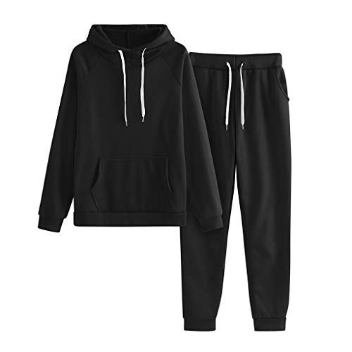 Alueeu Damen Jogginganzüge Trainingsanzug Set 2-Teilig Einfarbig Print Hoodie Jogginghose Sweatshirt Hose Zweiteiler sportanzug Freizeitanzug Frauen Kapuzenpullover Top Sporthose Set von Alueeu