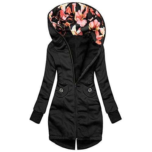 Alueeu Damen Kapuzenjacke Lang Hoody Frühling Damen Herbstjacke Lang Zip Up Kapuze Herbst Übergangsjacke Sportjacke Jacke Sweatmantel Hoodie Zip Sweatjacke Kapuzenjacke 2023 von Alueeu