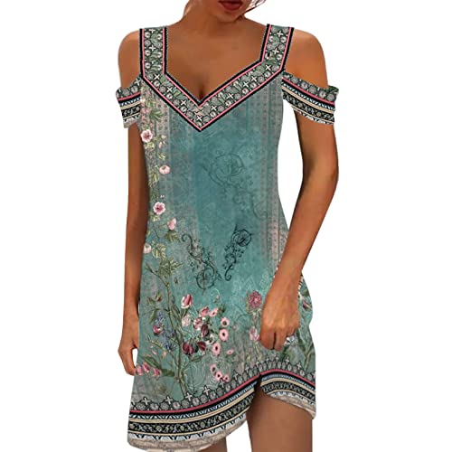 Alueeu Damen Sommerkleid Sommerkleider Kurz Knielang Sexy A Linie Leicht Strandkleid Partykleid Swing Kleid Ärmelloses Tank Minikleider Sommer Strandkleider Midikleid Freizeitkleid, 3XL, Z8-grün von Alueeu