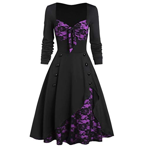 Alueeu Damen Vintage Kleider Renaissance Lang Dirndl Mittelalter Kleid Kleidung Festlich Halloween Kostüm Partykleid Festival Outfit Karneval Party Gothic Kleid Ballkleid von Alueeu