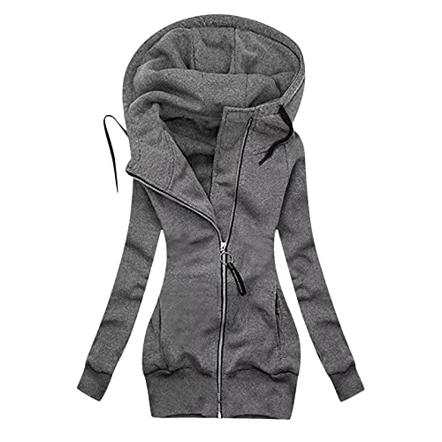 Alueeu Herbstmantel Damen Lang 52 Long Sweatjacke Damen Mit Kapuze Grün Oversize Große Größen Xxl Steppjacke Kapuzenjacke Sweatjacke Übergangsjacke Sweatmantel Sportjacke von Alueeu