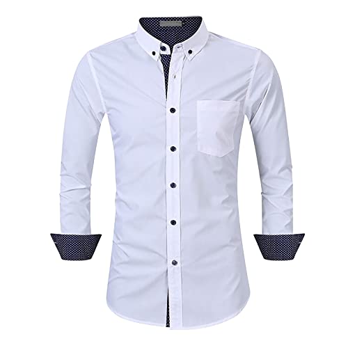 Alueeu Herren Hemd Regular Fit Langarm Herrenhemden Freizeithemd Regular Fit Button Down Businesshemd elastiscer Musterhemd von Alueeu