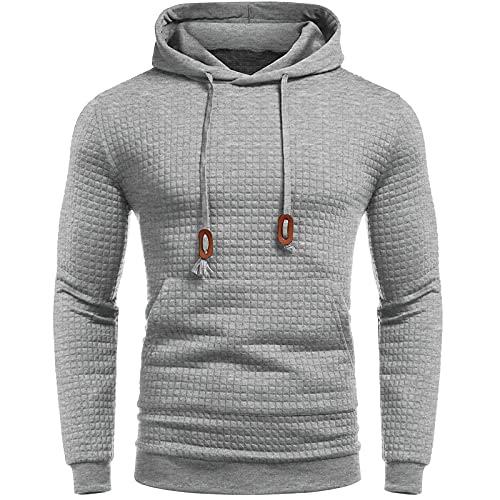 Alueeu Hoodie Herren Basic Kapuzenpullover Sweatjacke Pullover Hoodie Sweatshirt Langarm Hoodie mit Kapuze Kapuzenpullover Plaid Plissee Casual Sport Sweatshirt Herbst Winter Kapuzenpulli von Alueeu