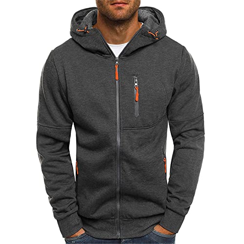 Alueeu Hoodie Herren Basic Kapuzenpullover Sweatjacke Pullover Hoodie Sweatshirt Langarm Hoodie mit Kapuze Kapuzenpullover Plaid Plissee Casual Sport Sweatshirt Herbst Winter Kapuzenpulli von Alueeu