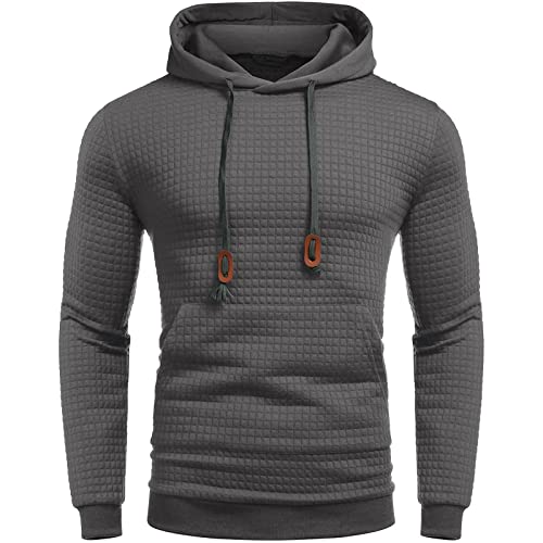 Alueeu Hoodie Herren Basic Kapuzenpullover Sweatjacke Pullover Hoodie Sweatshirt Langarm Hoodie mit Kapuze Kapuzenpullover Plaid Plissee Casual Sport Sweatshirt Herbst Winter Kapuzenpulli von Alueeu