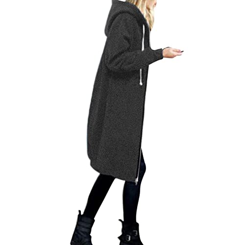 Alueeu Long Hoodie Jacke Damen Gr. 50/52 52 Long Sweatjacke Damen Mit Kapuze Grün Oversize Große Größen Xxl Sweatjacke Herbstjacke Zip Up Hoodie Sweatshirtjacke Kapuzenjacke von Alueeu