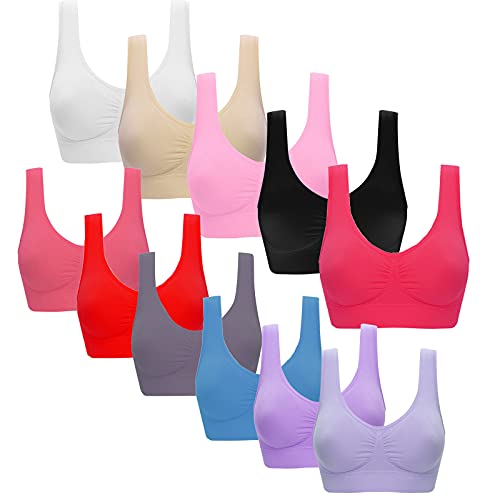 Alueeu S-5XL Sport BH Damen Bra Bustier Damen BH ohne Buegel | 3er Set Wohlfühl Bustiers Tops | Bügelloser Soft Bra | Schlaf Still Sport Büstier in vielen Farben von Alueeu