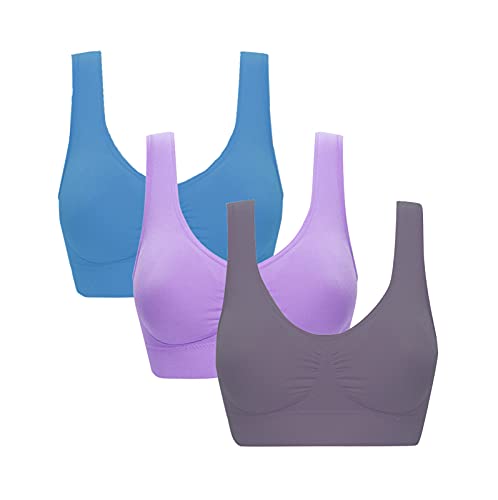 Alueeu S-5XL Sport BH Damen Bra Bustier Damen BH ohne Buegel | 3er Set Wohlfühl Bustiers Tops | Bügelloser Soft Bra | Schlaf Still Sport Büstier in vielen Farben von Alueeu