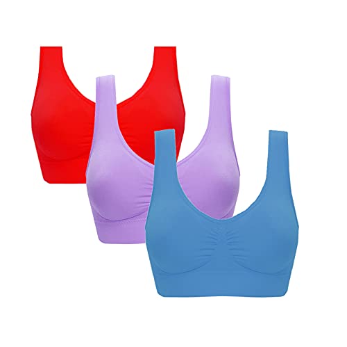 Alueeu S-5XL Sport BH Damen Bra Bustier Damen BH ohne Buegel | 3er Set Wohlfühl Bustiers Tops | Bügelloser Soft Bra | Schlaf Still Sport Büstier in vielen Farben von Alueeu