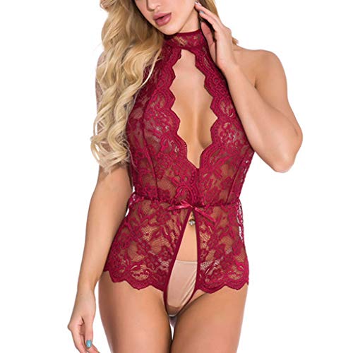 Alueeu Sexy Dessous Damen Für Sex Schritt offen Erotische Dessous-Set Sexy Tiefer V-Ausschnitt Halfter Spitze Reizwäsche Negligee Babydoll Nachtwäsche Nachthemd Lingerie Nachtkleid G-String Sleepwear von Alueeu