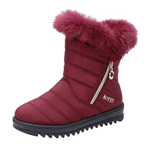 Alueeu Stiefel Winterboots Damenstiefel Schneestiefel Frauen Wasserfest Rutschfest Schlupfboots Schneeschuhe Wanderschuhe Warm Weitschaft Schneeboots Schnee Winterstiefel Schlupfstiefel Damen Boots von Alueeu