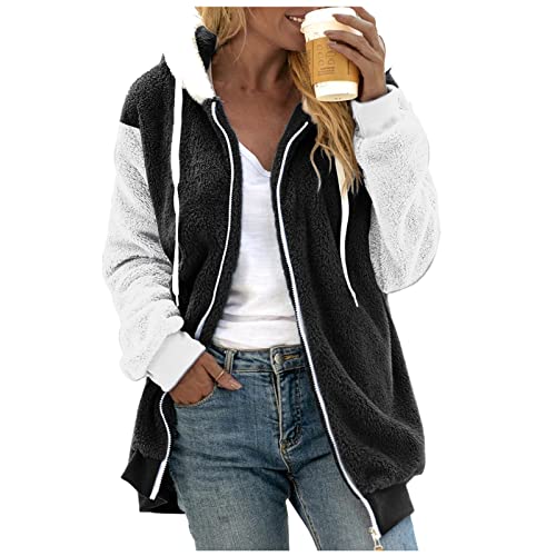 Alueeu Sweatjacke Damen Große Größen 52 56 54 50 Ohne Kapuze Gr.48 58 4Xl Weiß Kunstpelzjacke Flauschmantel Plüschjacke Fleecejacke Übergangsjacke Softshelljacke Wintermantel, 5XL, JK0809S1 von Alueeu