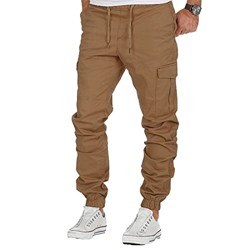 Alueeu Trainingshose Herren Lang Baumwolle Grau Polyester Jungen 152 158 176 164 170 146 Jogginghosen Freizeithose Sporthose Sweathose Polyesterhose Hosen Loungewear Laufhose Sweatpants, Khaki, M von Alueeu