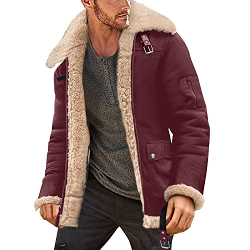 Alueeu Wildleder Mantel Mit Fell Wildleder Jacke Braun Herren Outdoor Jacke 3Xl Herren College Jacke Mantel Herren Schwarz Herren Winterjacke Mit Fell Herren Wintermantel Slim Fit Winterjacke von Alueeu