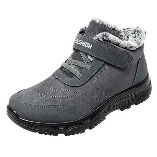 Alueeu Winter Barfußschuhe Herren 43 Halbschuhe Herren Schwarz Warme Winterschuhe Herren Wasserdicht Schuhe Herren Schwarz Winter Fahrradschuhe Herren Winter Wasserdicht Arbeitsschuhe Schnürboots von Alueeu