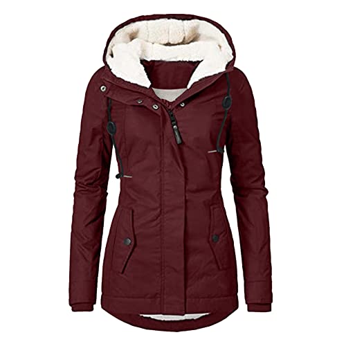 Alueeu Winterjacke Damen Lang Warm Kurz Wasserdicht Schwarz Sale Grosse Grössen 50 XXL 56 52 58 54 Wintermantel Fleecejacke Jacke Parka Steppjacke Trachtenjacke Winterparka Übergangsjacke Sweatjacke von Alueeu