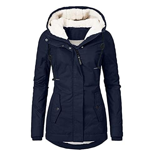 Alueeu Winterjacke Damen Lang Warm Kurz Wasserdicht Schwarz Sale Grosse Grössen 50 XXL 56 52 58 54 Wintermantel Fleecejacke Jacke Parka Steppjacke Trachtenjacke Winterparka Übergangsjacke Sweatjacke von Alueeu