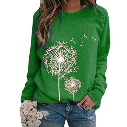 Damen Löwenzahn Sweatshirt Langarmshirt Pusteblume Drucken Pullover Herbst Winter Bluse Tops Oberteile Rundhalsausschnitt Jumper von Alueeu