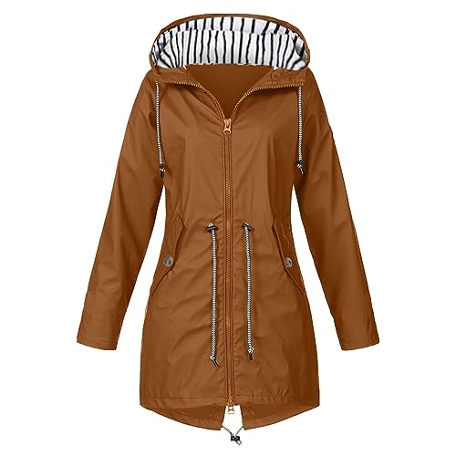 Damen Regenmantel Rot Übergangsjacke Leicht Regenjacke Mit Kapuze Fahrrad Große Größen Lang Outdoorjacke Funktionsjacke Wasserdicht Atmungsaktiv Softshelljacke Dünn Windbreaker Regenmantel 2022 von Alueeu