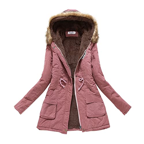 Daunenjacke Damen Schwarz Bolf Langer Daunenmantel Damen Sehr Warm Mantel Damen Elegant Winter Steppjacke Damen Leicht Grün Wintermantel Damen Lang Warm Gefüttert Wasserdicht Winterjacke Wintermantel von Alueeu