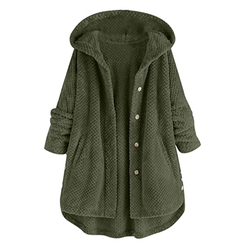 Fleecejacke Damen Lang Warm 54 Große Größen XXL Mit Kapuze Fleecejacke Trachtenjacke Fleecemantel Plüschmantel Winterjacke Plüsch Fleece Jacke Teddyfutter Mantel Damenjacke Teddymantel von Alueeu