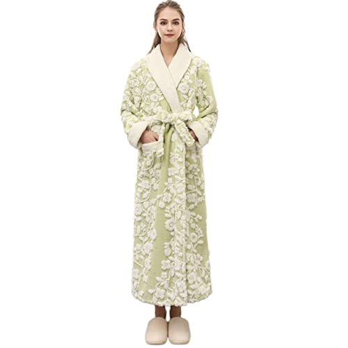 Hausmantel Damen Lang Warm Flauschig Morgenrock Bademantel Morgenmantel Hausmantel Saunamantel Frotteemantel Robe Negligee Saunakilt Sauna Sarong Morgenrock Pyjama Kimono Lang Nachtwäsche Bathrobe von Alueeu