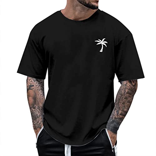 Herren Oversized Tshirt Rundhals Kurzarm Lose Sommer Oberteile Mode T-Shirt mit Los Angeles Grafik Kreativen Buchstaben Vintage Drucken Streetwear Sport Casual Lang Tops von Alueeu