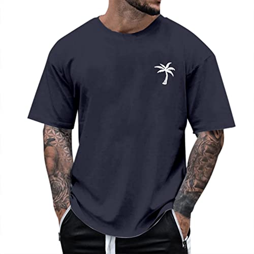 Alueeu Herren Oversized Tshirt Rundhals Kurzarm Lose Sommer Oberteile Mode T-Shirt mit Los Angeles Grafik Kreativen Buchstaben Vintage Drucken Streetwear Sport Casual Lang Tops, 3XL von Alueeu