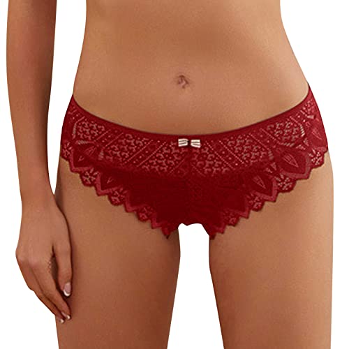 High Waist Unterhosen Für Damen Nahtlos Sexy Unterwäsche Für Frau Set Rot Damen Slips Mehrpack Große Größen String Tanga Damen Set Spitze Schwarz Tanga Damen Sexy Spitze Rot Schwarz Hipster Pantys von Alueeu