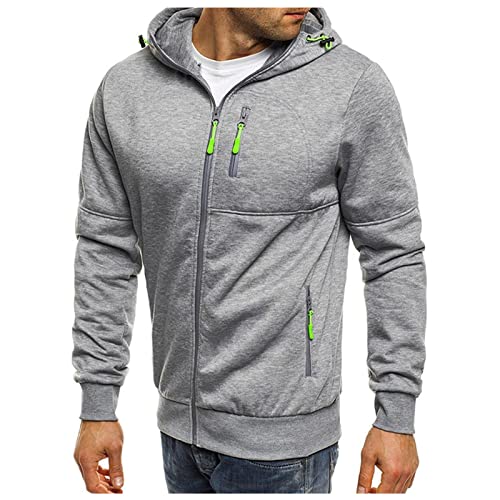 Hoodie Herren,Pullover Herren Zip up Langarm Hoodie mit Kapuze Kapuzenpullover mit Reißverschluss Sweatjacke Kordelzug Casual Sportjacke Herbst Winter Sweatshirt Kapuzenjacke Kapuzenpulli Jacke von Alueeu