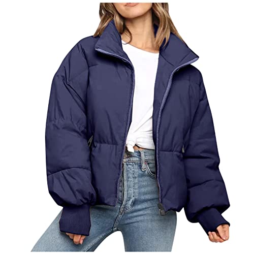 Kurze Daunenjacke Damen ohne Kapuze Leicht Winter Schwarz Weiß Winterjacke Wintermantal Winterparka Übergangsmantel Parka Mantel Fleecejacke Steppjacke Outdoorjacke Softshelljacke Übergangsjacke von Alueeu