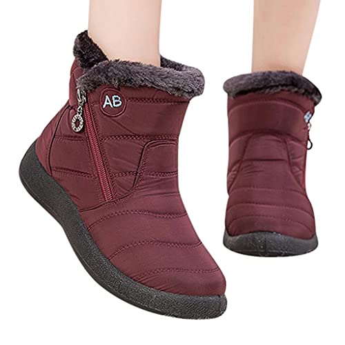 Schneestiefel Damen Wasserdicht Gefüttert 38 Mädchen 42 39 41 40 Schwarz Hoch Winterschuhe Stiefeletten Schnee Schuhe Schneeschuhe Winterstiefel Winterboots Flach Winter Daunenstiefel Schneeboots von Alueeu